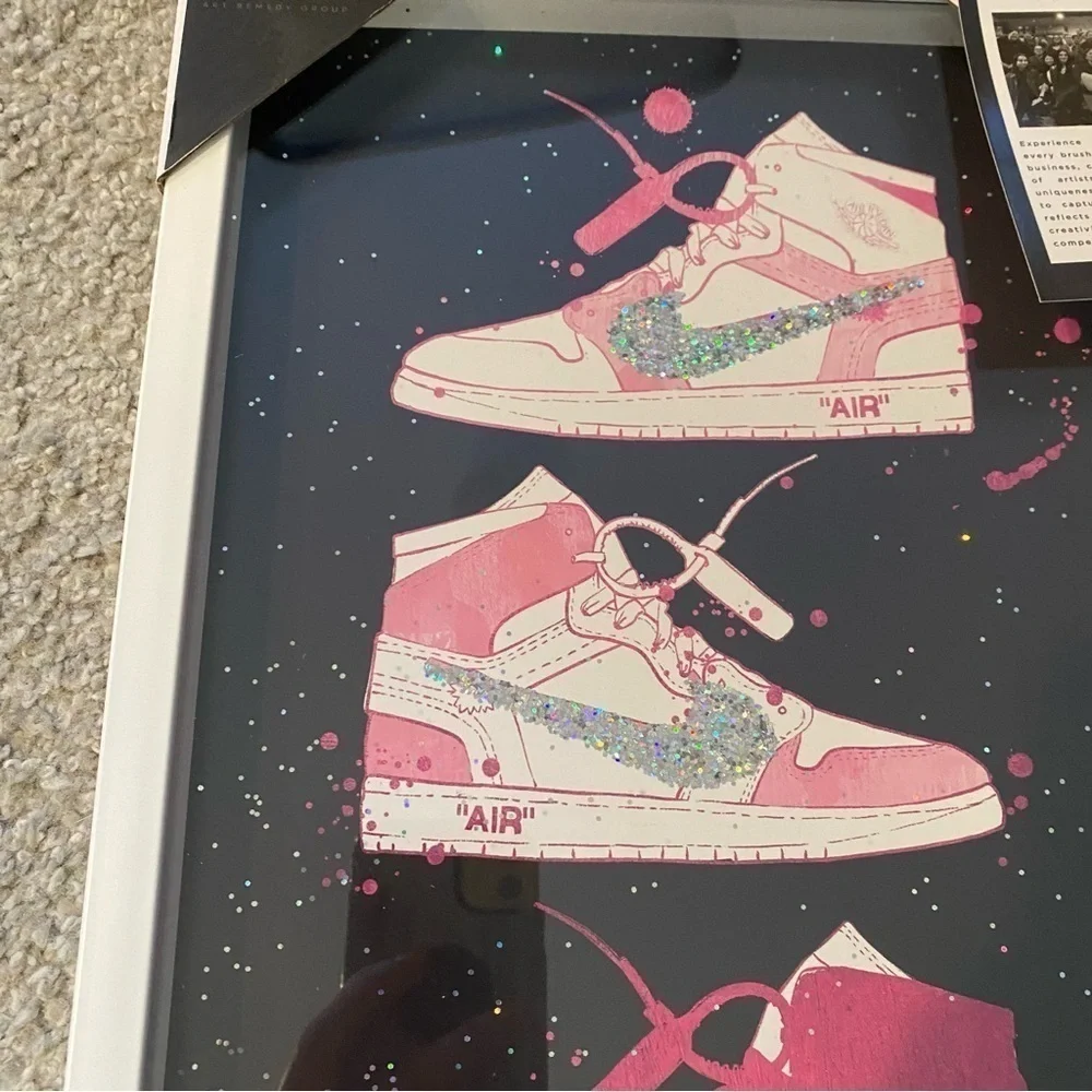Nike Air Force One Framed Poster Art NEW Pink Glitter Girl Room Decor Wall